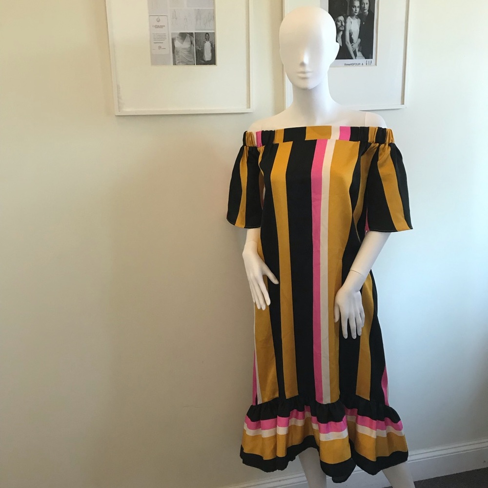 ASOS Women’s Striped Satin Ruffle Dress NWT